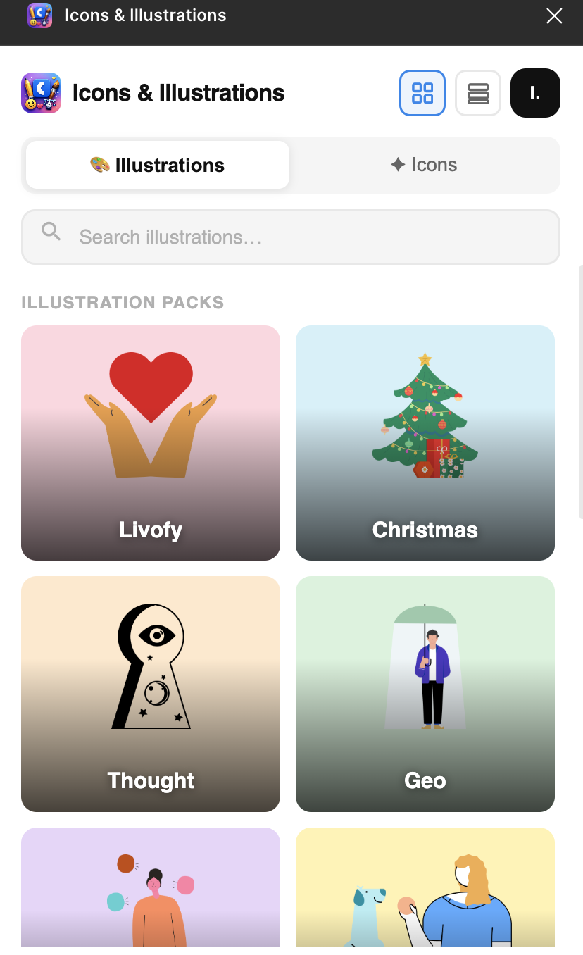 Icons and illustrations preview